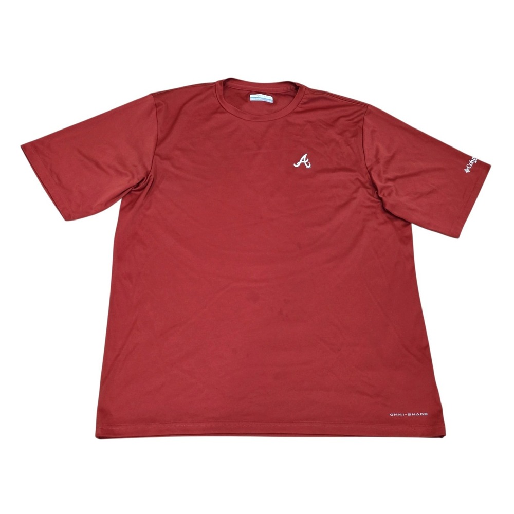 Columbia PFG Atlanta Braves Shirt Men's M Red Omni-Shade Fishing MLB Performance